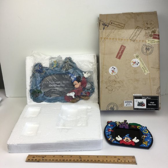 NIB Disney World Theme Park Pic Frame 4 Parks 4x6 w Rubber Fridge Magnet Frame - Picture 1 of 11